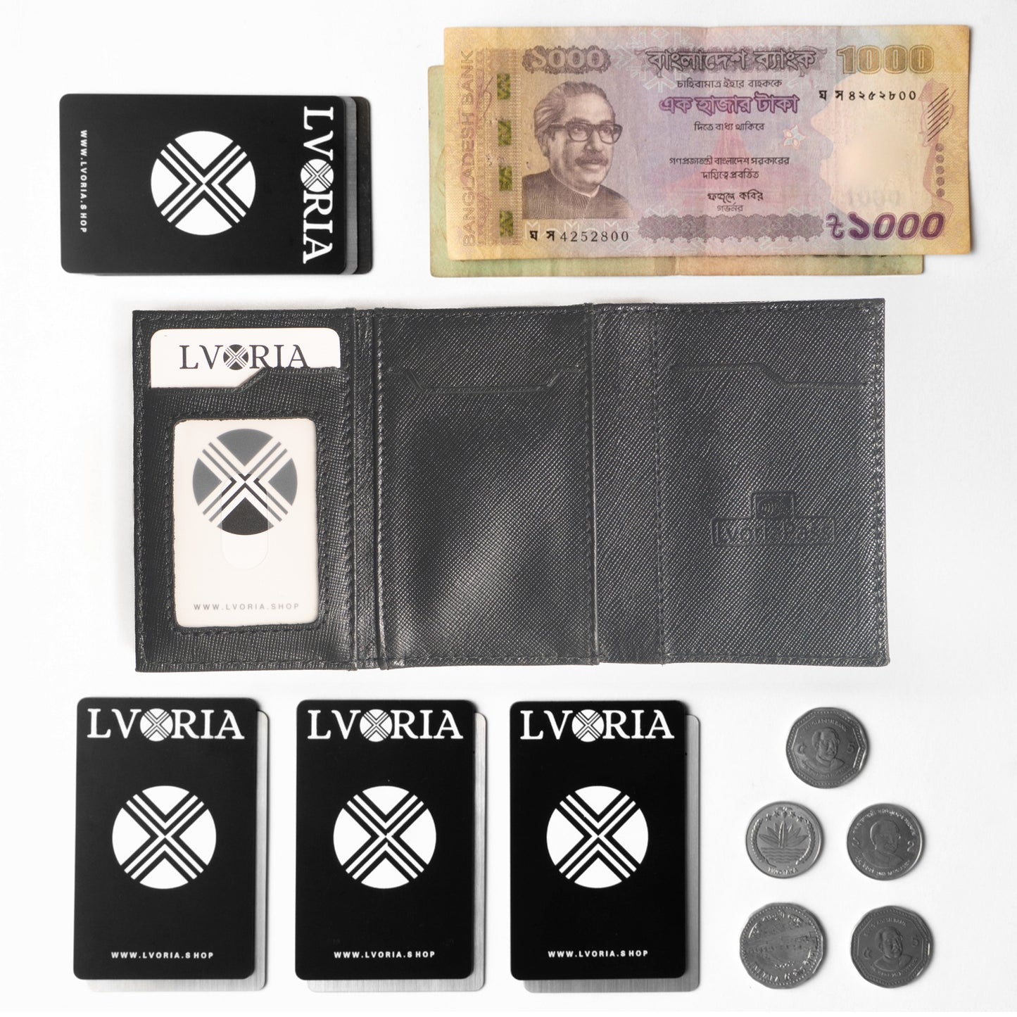 Jet black | Full Grain Saffiano Leather | AETHER | built-in NFC