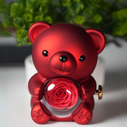 Hugging Bear Rotating Rose jewellery Gift Box without necklace 🎁