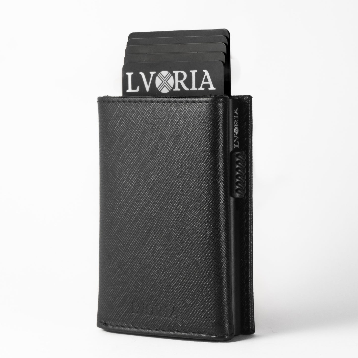 Jet black |  Full Grain Saffiano Leather | AETHER | built-in NFC